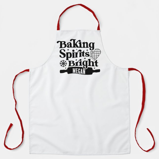 'Baking Spirits Bright' Lebkuchen-Weihnachtsheim Schürze (Vorderseite)