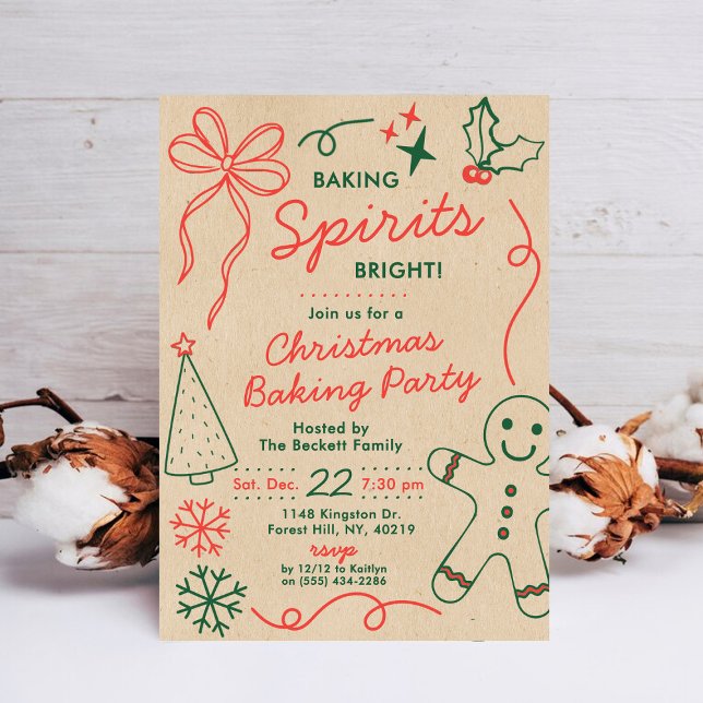 Baking Spirits Bright | Weihnachtsplätzchen-Tausch Einladung (Von Creator hochgeladen)