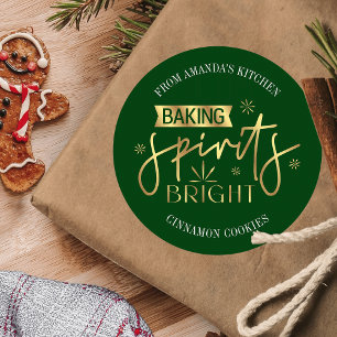Baking Spirituosen Helle Grüne goldene Weihnachtsk Runder Aufkleber
