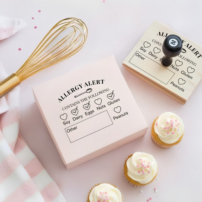 Baking Spoon Bakery Shop Allergy Alert Food Safety Gummistempel (Baking Spoon Bakery Shop Allergy Alert Food Safety Rubber Stamp)