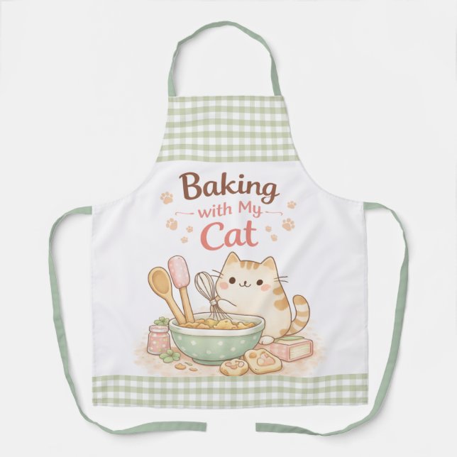 Baking with My Cat Kawaii Pastel Cute Kitty Schürze (Vorderseite)