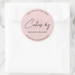Bakkake Custom Monogram Logo Pink Runder Aufkleber