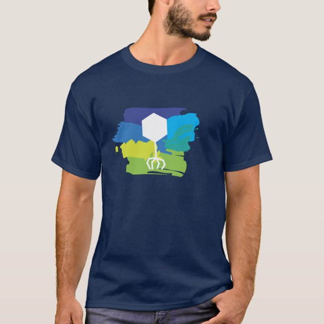 Bakteriophagenlogo-T - Shirt (Mehrfarben; (Vorderseite)