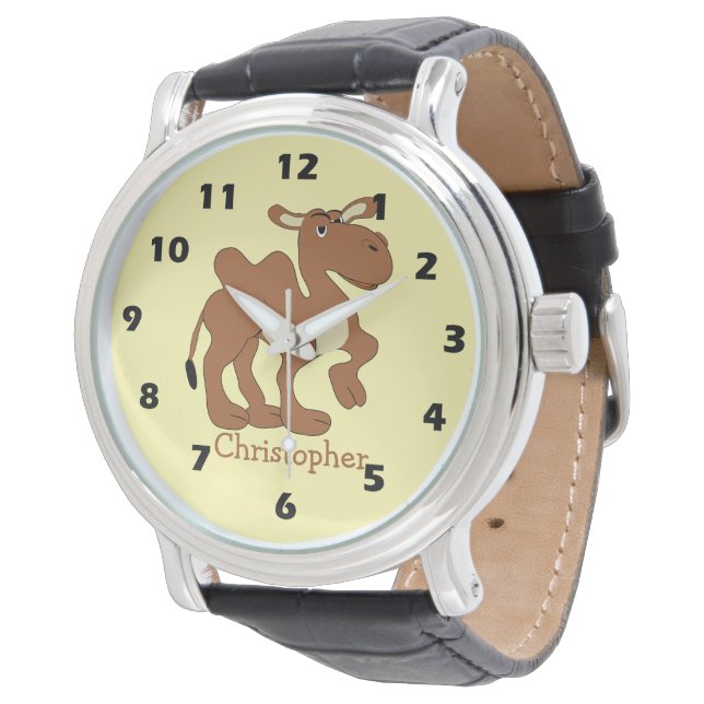 Baktrien-Kamel-Design Armbanduhr (Schrägansicht)