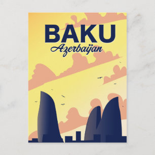 Baku Aserbaidschan Flame Towers Urlaubsposter Postkarte