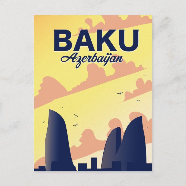 Baku Aserbaidschan Flammentürme Urlaubsposter Postkarte (Vorderseite)