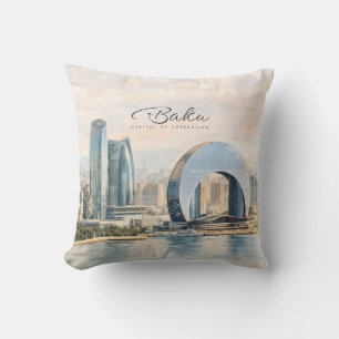 Baku Aserbaidschan Hauptstadt Aquarell Reise Gesch Kissen