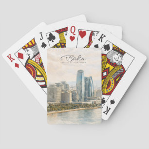 Baku Aserbaidschan Hauptstadt Aquarell Reise Gesch Spielkarten