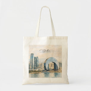 Baku Aserbaidschan Hauptstadt Aquarell Reise Gesch Tragetasche