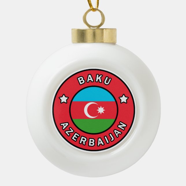Baku Aserbaidschan Keramik Kugel-Ornament (Vorderseite)