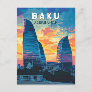 Baku Aserbaidschan Reise Kunst Vintage Postkarte