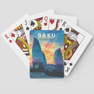 Baku Aserbaidschan Reise Kunst Vintage Spielkarten