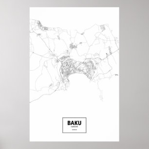 Baku, Aserbaidschan (schwarz auf weiß) Poster
