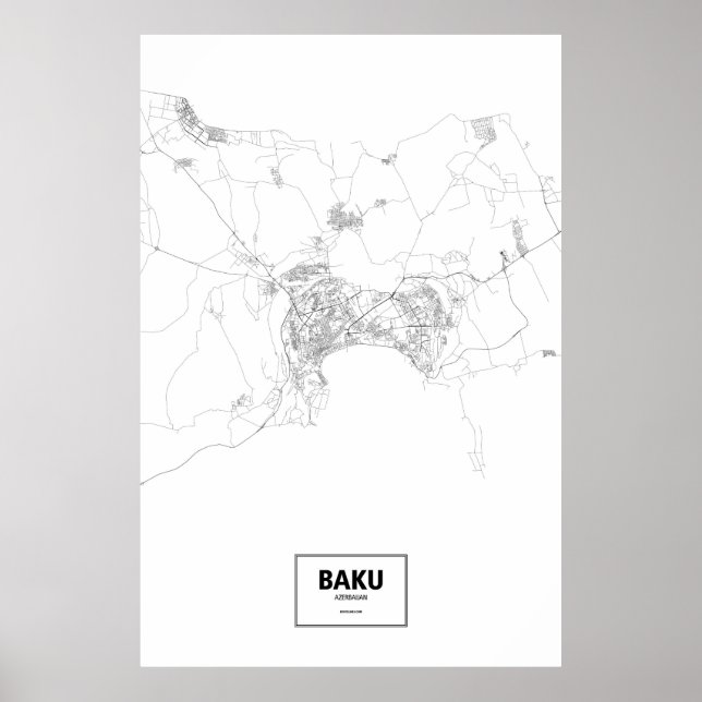 Baku, Aserbaidschan (schwarz auf weiß) Poster (Vorne)