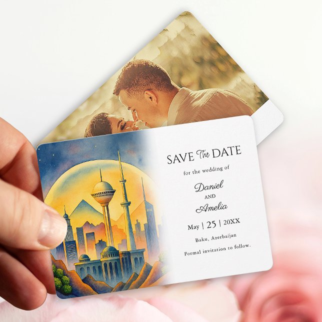 Baku, Aserbaidschan Zielort Save the Date Karte (Baku Destination Save The Date Card)