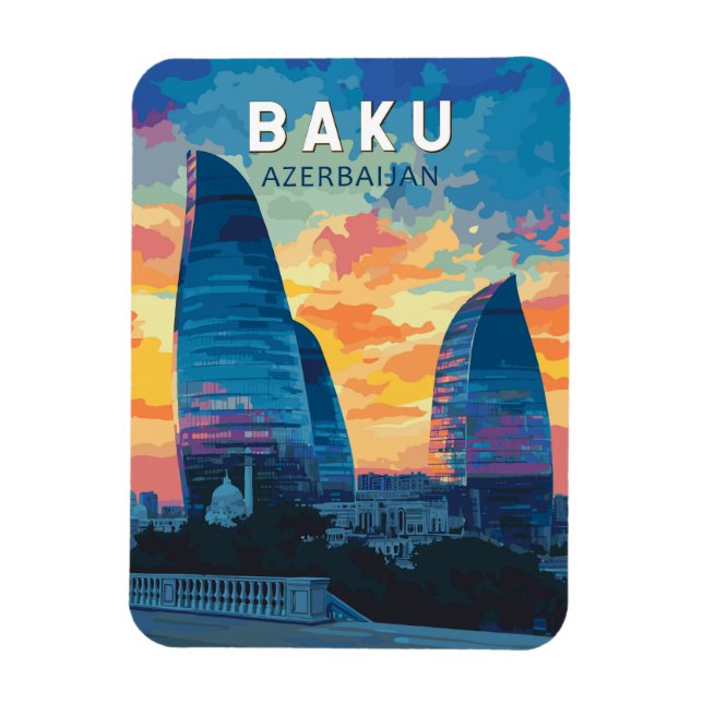 Baku Aserbaijan Reisen Kunst Vintag Magnet (Vertikal)