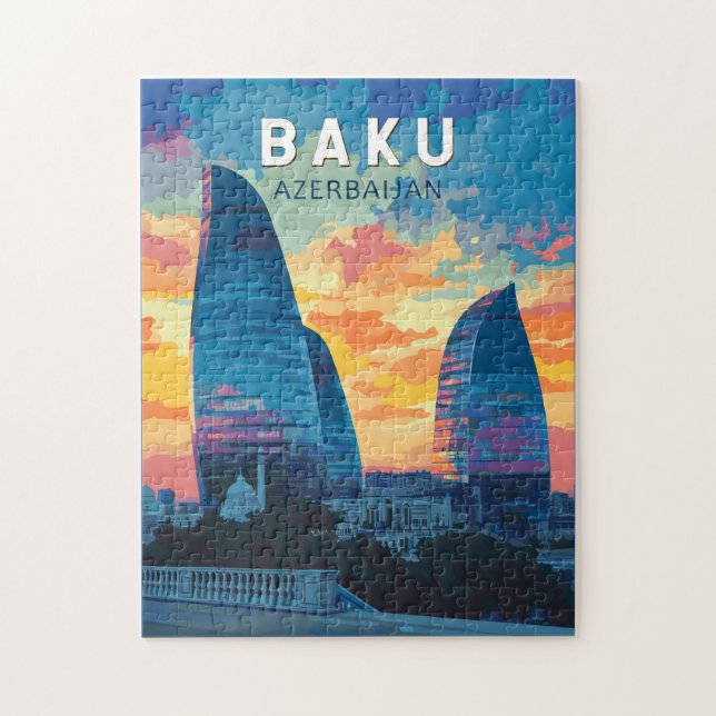 Baku Aserbaijan Reisen Kunst Vintag Puzzle (Vertikal)