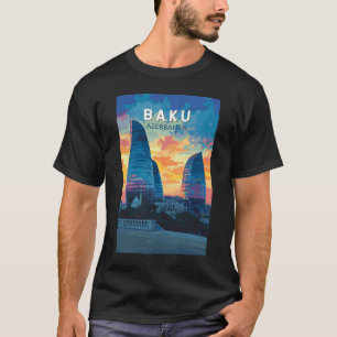 Baku Aserbaijan Reisen Kunst Vintag T-Shirt