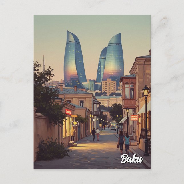 Baku Aserbaijan Travel Postkarte (Vorderseite)