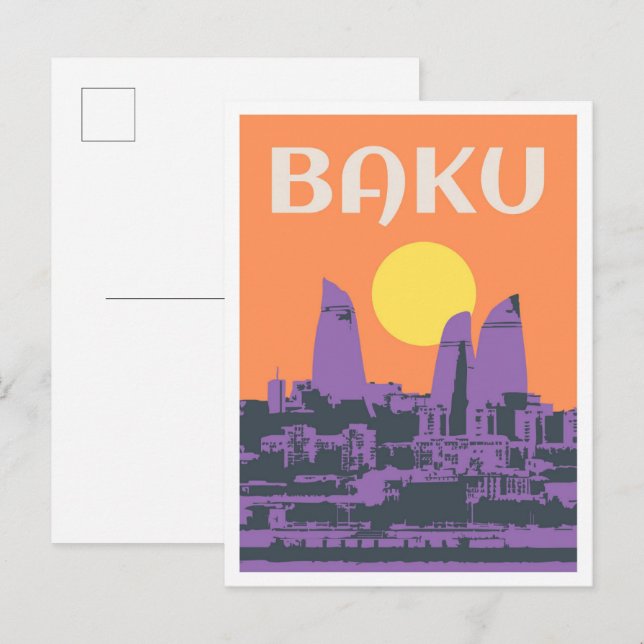 Baku Azerbaijan Art vintage Travel Postkarte (Vorne/Hinten)