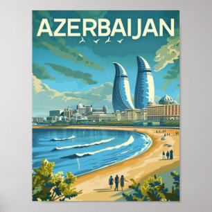 Baku Azrbaijan Vintag Berühmter Reiseort Poster