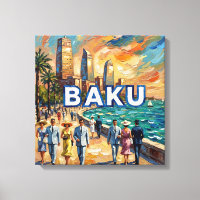 Baku Kaspische Promenade Skyline Leinwand Kunst