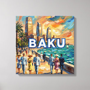 Baku Kaspische Promenade Skyline Leinwand Kunst