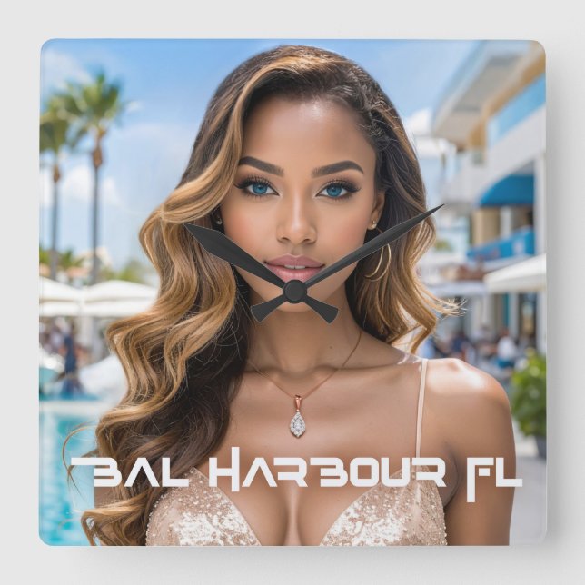 BAL HARBOUR - FLORIDA QUADRATISCHE WANDUHR (Vorderseite)