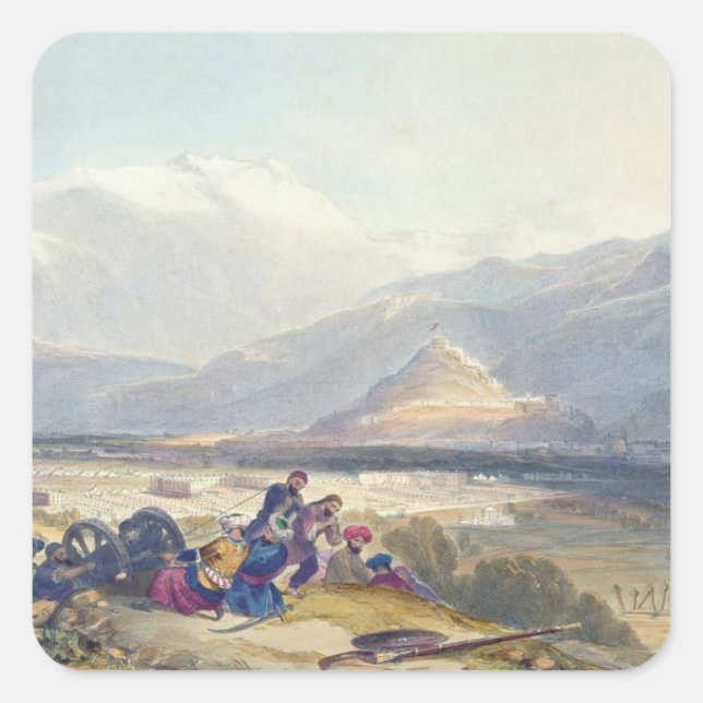 Bala Hissar und die Stadt Kabul mit den Briten Can Quadratischer Aufkleber (Vorderseite)