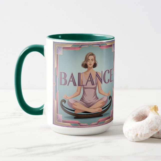Balance Affirmation Geometric Meditation Mug Tasse (Mit Donut)