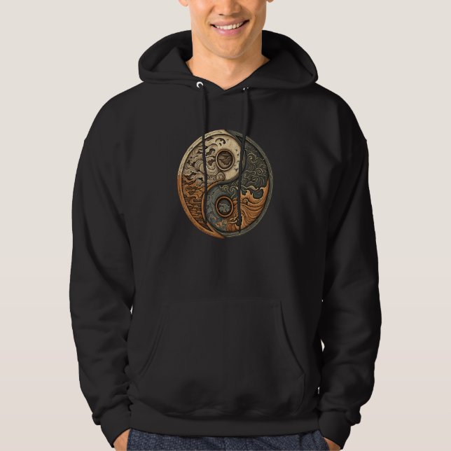 Balance and Harmony Yin Yang Symbol with Waves 1 Hoodie (Vorderseite)