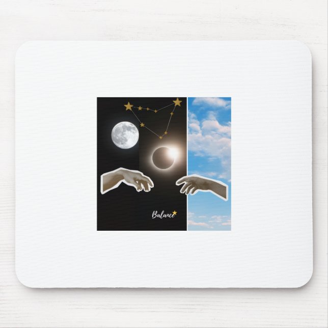 Balance Astrologie Finsternis und Mond Surrealer P Mousepad (Vorne)