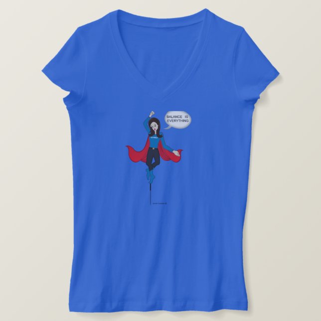 "Balance ist alles" Cartoon T - Shirt (Design vorne)