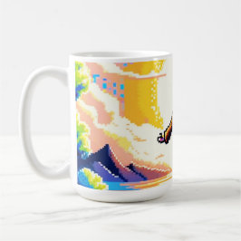 Balance of Worlds - Futuristische Pixel Art Tech Kaffeetasse