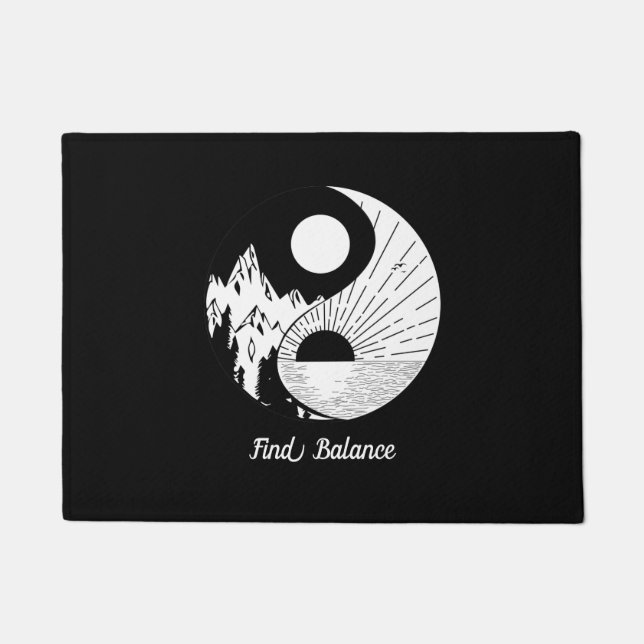 Balance Zen Yin Yang Schwarz-weiß Fußmatte (Vorderseite)