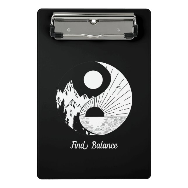 Balance Zen Yin Yang Schwarz-weiß Mini Klemmbrett (Vorderseite)