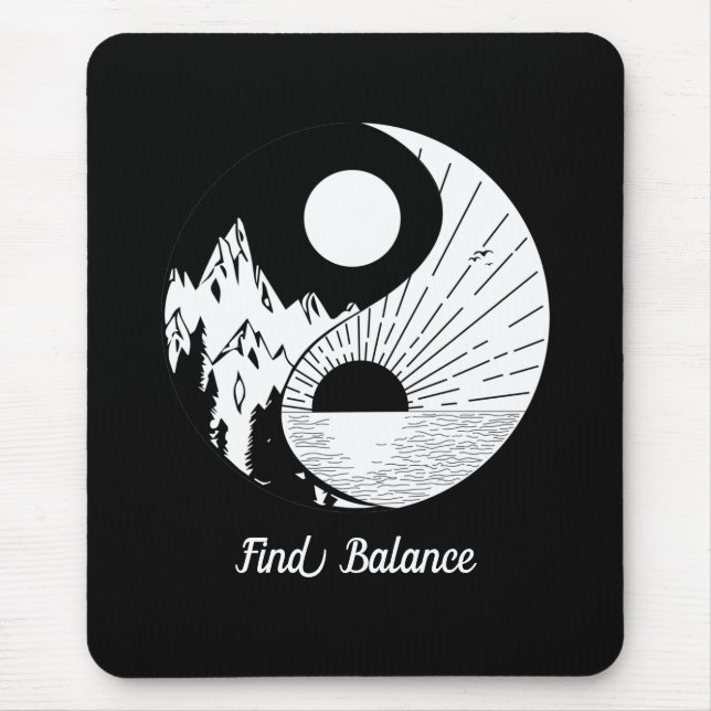 Balance Zen Yin Yang Schwarz-weiß Mousepad (Vorne)