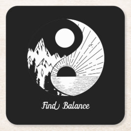 Balance Zen Yin Yang Schwarz-weiß Rechteckiger Pappuntersetzer