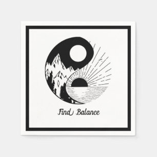 Balance Zen Yin Yang Schwarz-weiß Serviette