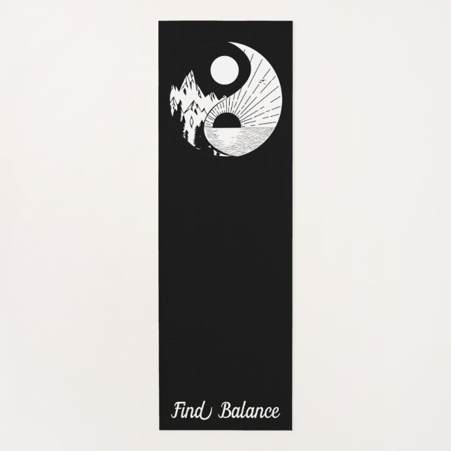 Balance Zen Yin Yang Schwarz-weiß Yogamatte (Vorderseite)