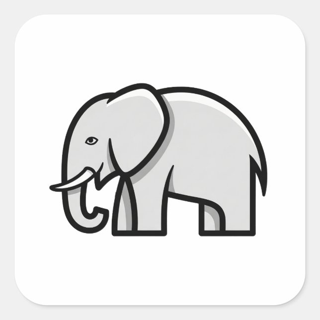 Balanced Minimal Elephant Illustration Quadratischer Aufkleber (Vorderseite)