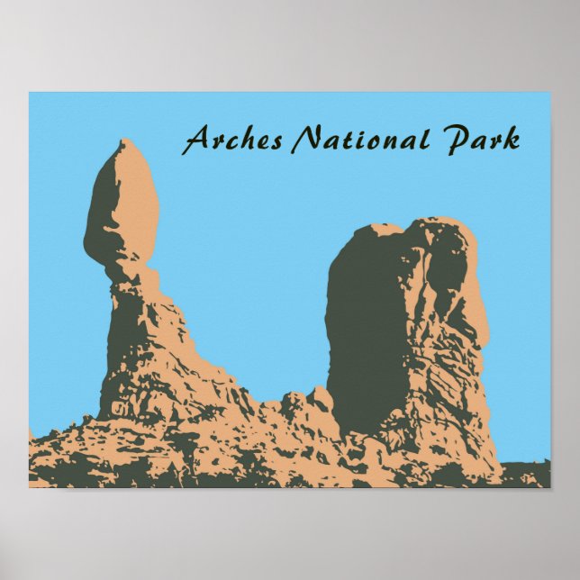Balanced rock in Arches National Park- Utah, USA Poster (Vorne)