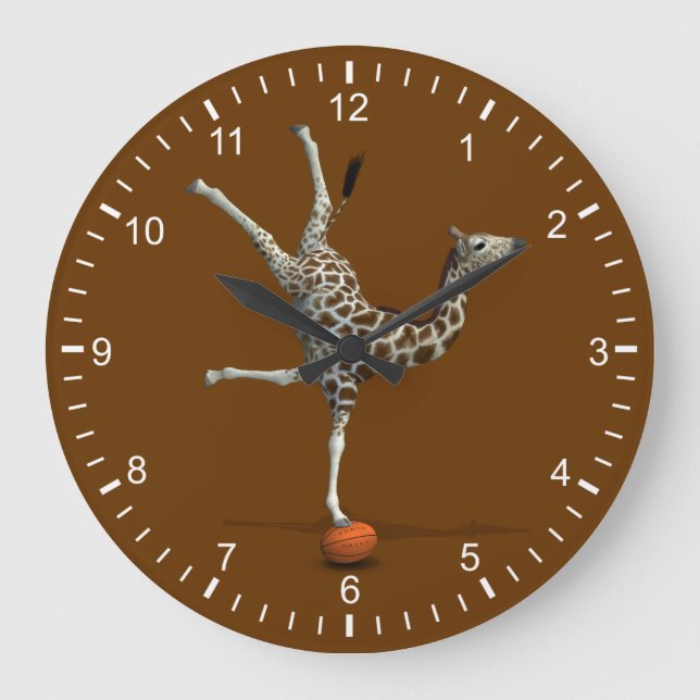 Balancierende Giraffe Große Wanduhr (Vorderseite)