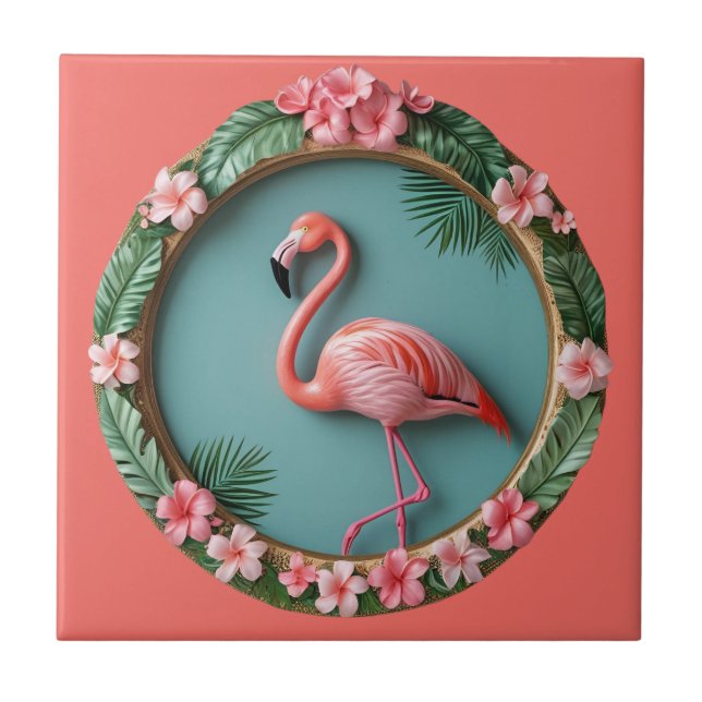 Balancierender Flamingo Fliese (Vorderseite)
