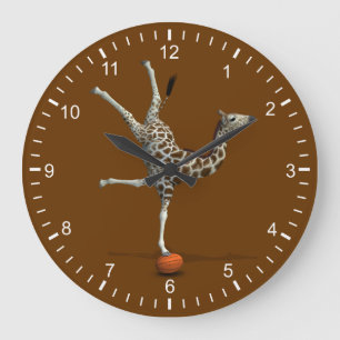 Balancing Giraffe Große Wanduhr