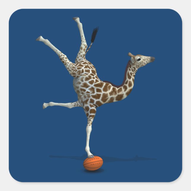 Balancing Giraffe Quadratischer Aufkleber (Vorderseite)