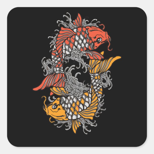 Balancing Koi Quadratischer Aufkleber (Vorderseite)
