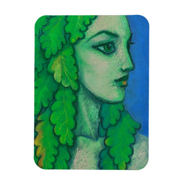Balanis, Dryade, grüne Blätter, Waldgöttin, Kunst Magnet (Vertikal)