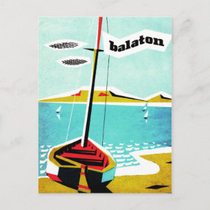 Balatonsee, Fischerboot an der Küste, Ungarn Postkarte