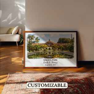 Balboa Park Kalifornien Poster, Aquarell, Maßanfer Poster